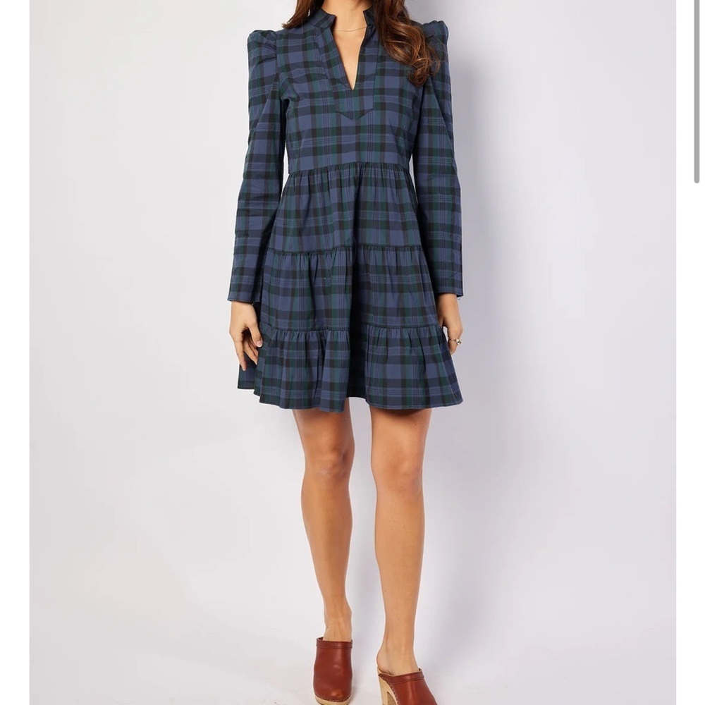 Blackwatch Plaid  Tunic Flare Sail To Sable Size Med. Green & Navy.